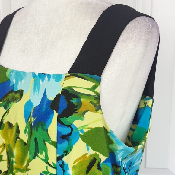 Perceptions Blue Floral Multi Sleeveless A-Line Dress w/ Pockets 14 - Picture 6 of 16